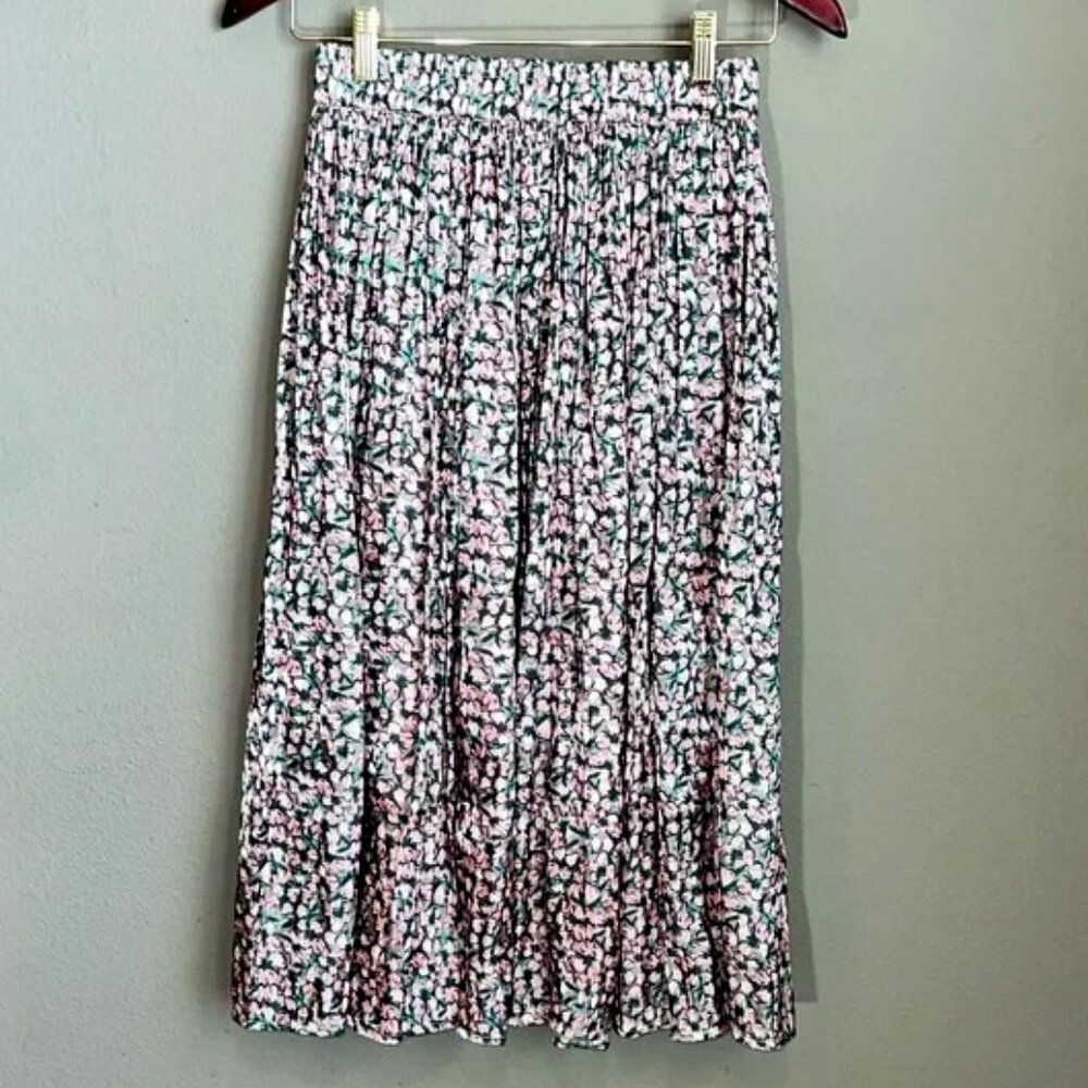 NWOT Frnch Paris Elien Floral Pleated Midi Skirt size M